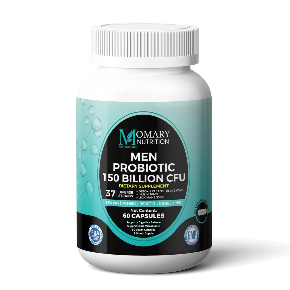8-in-1 Bio Cultures Complex for Men – 150 Billion CFU Probiotics with 37 Diverse Strains, Organic Prebiotics, Postbiotics & Digestive Enzymes – Supports Digestive Balance & Gut Microbiome MOMARY NUTRITIONBuy Supplements Australia