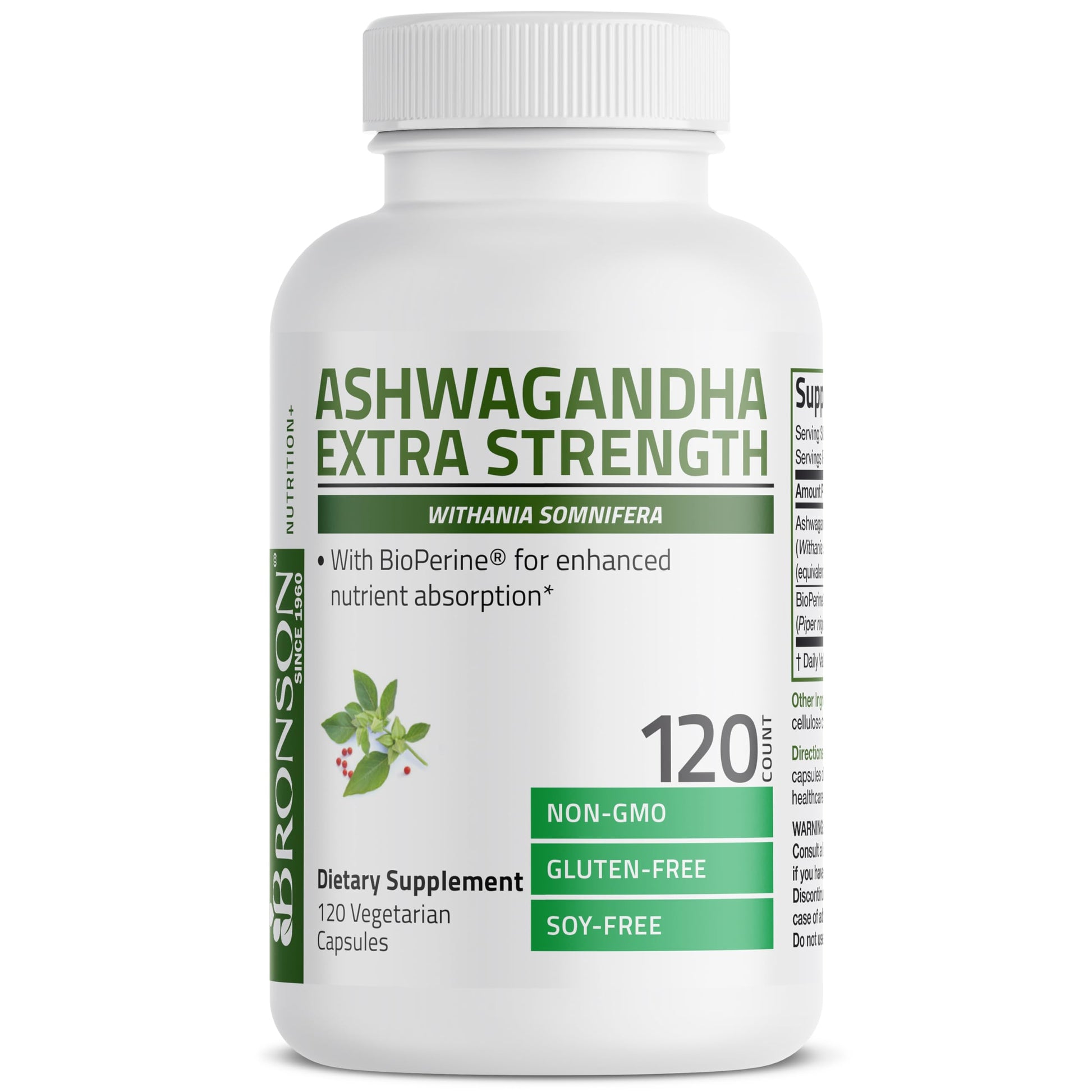 Bronson Ashwagandha Extra Strength Stress & Mood Support with BioPerine - Non GMO Formula, 120 Vegetarian Capsules BronsonBuy Supplements Australia