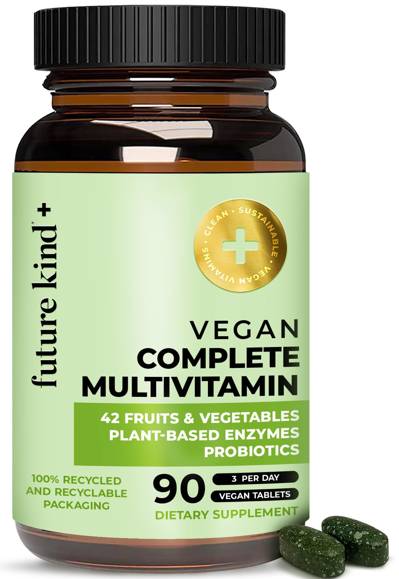 Future Kind Vegan Multivitamins Complete - 42-in-1 Vegan Multivitamins for Women & Men with Enzymes, B12, Zinc, & Probiotics for Digestion Future KindBuy Supplements Australia