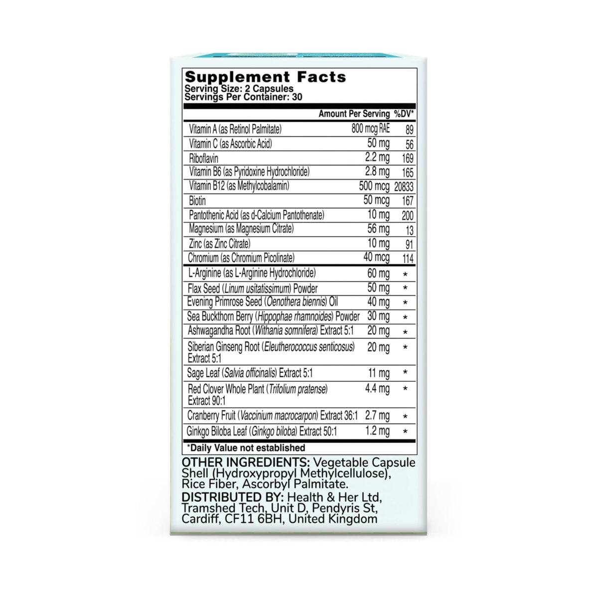 Health & Her Menopause Supplements for Women - Multi-Nutrient Support, Menopause Vitamins for Energy, Bones, Muscles, Skin & Hair, Vegan, Gluten-Free, Non GMO (60ct - 1 Month) Health and HerBuy Supplements Australia