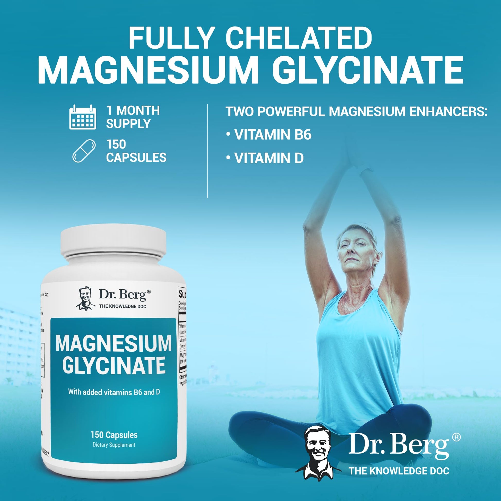 Dr. Berg's Magnesium Glycinate 400mg - Fully Chelated Veg Capsules for Stress Dr. Berg NutritionalsBuy Supplements Australia