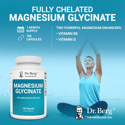 Dr. Berg's Magnesium Glycinate 400mg - Fully Chelated Veg Capsules for Stress Dr. Berg NutritionalsBuy Supplements Australia