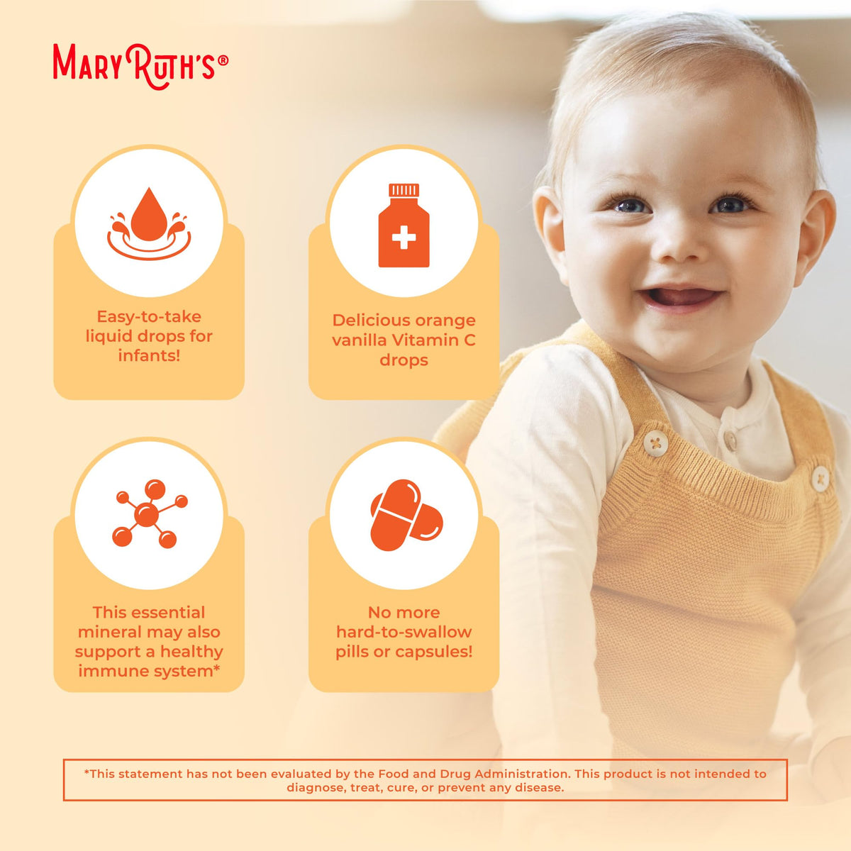 MaryRuth Organics Infant & Baby Vitamin C Supplement | USDA Organic Vitamin C Liquid Drops for Infants | Ages 6-12 Months | Immune Support | Overall Health | Vegan | Non-GMO | Gluten Free | 2 Fl Oz MARYRUTH'SBuy Supplements Australia