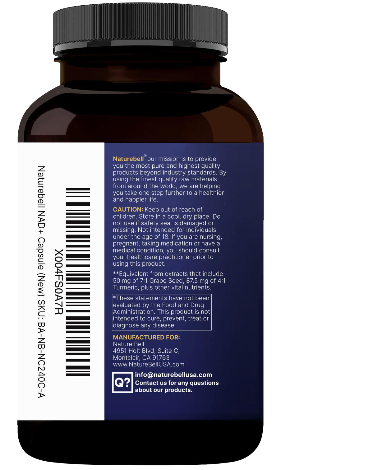 NatureBell NAD+ Complex 1,500mg Per Serving, 240 Veggie Capsules | NMN Supplement Alternative | NAD Plus Resveratrol, Hyaluronic Acid, Quercetin, Fisetin, Collagen, & More – Non-GMO NatureBellBuy Supplements Australia