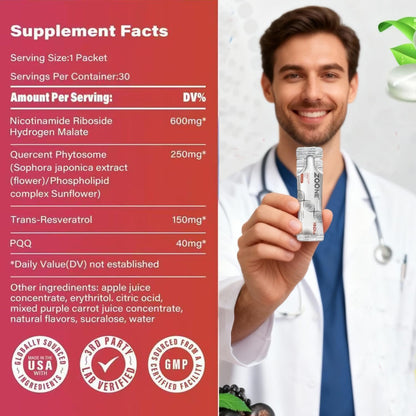 Zoone NAD Resveratrol Supplement, NAD+ Liquid Supplement 1000mg, with Nicotinamide Riboside, Resveratrol & PQQ, NAD Supplements for Men & Women, Healthy Aging & Boosts Cellular Energy – 30 Packs ZooneBuy Supplements Australia