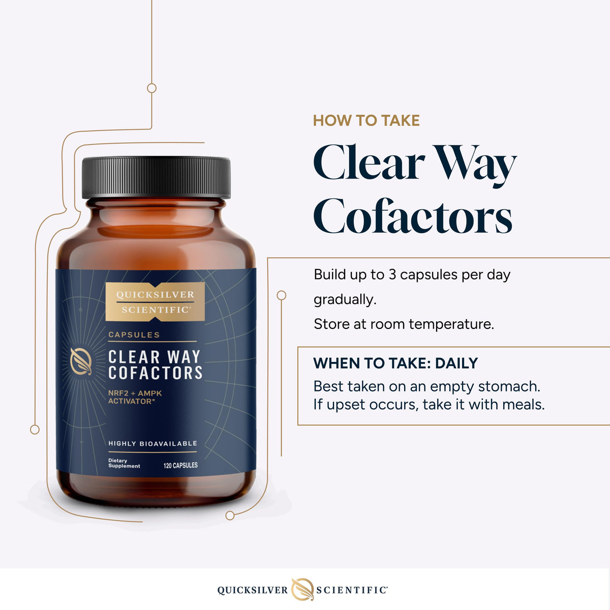 Quicksilver Scientific Clear Way Cofactors - Body Detox Cleanse Support with Vitamin B1, Dandelion Extract, Quercetin & Nattokinase Enzyme - Antioxidant Cleanse to Support Gut Health (120 Capsules) Quicksilver ScientificBuy Supplements Australia