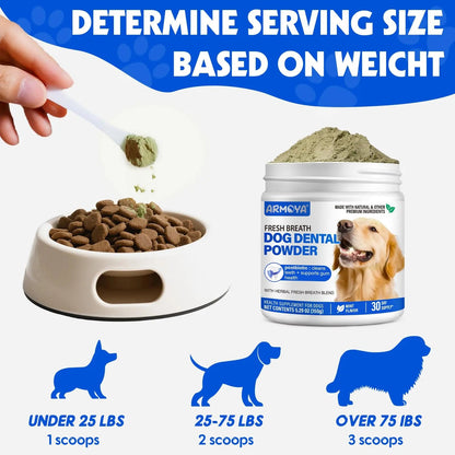 Dog Teeth Cleaning Powder - Dental Powder for Dogs Teeth - Plaque Removal - Supports Gum Health - Tartar Remover with Natural Herb Blend and Postbiotics 30 Day Supply - Mint Flavor ARMOYABuy Supplements Australia