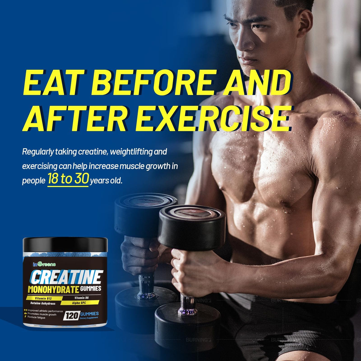inGreens Creatine Monohydrate Gummies 6g for Men & Women 120 Count inGreensBuy Supplements Australia