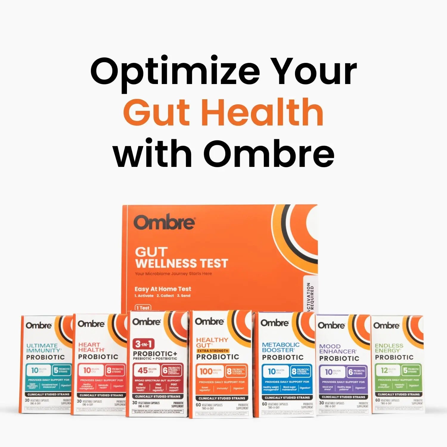 Ombre Gut Health Test Kit - Probiotic Recommender at Home Test for Women & Men - Detailed Custom Gut Microbiome Analysis for Digestive, Immune and Mental Health with Food Suggestions OmbreBuy Supplements Australia