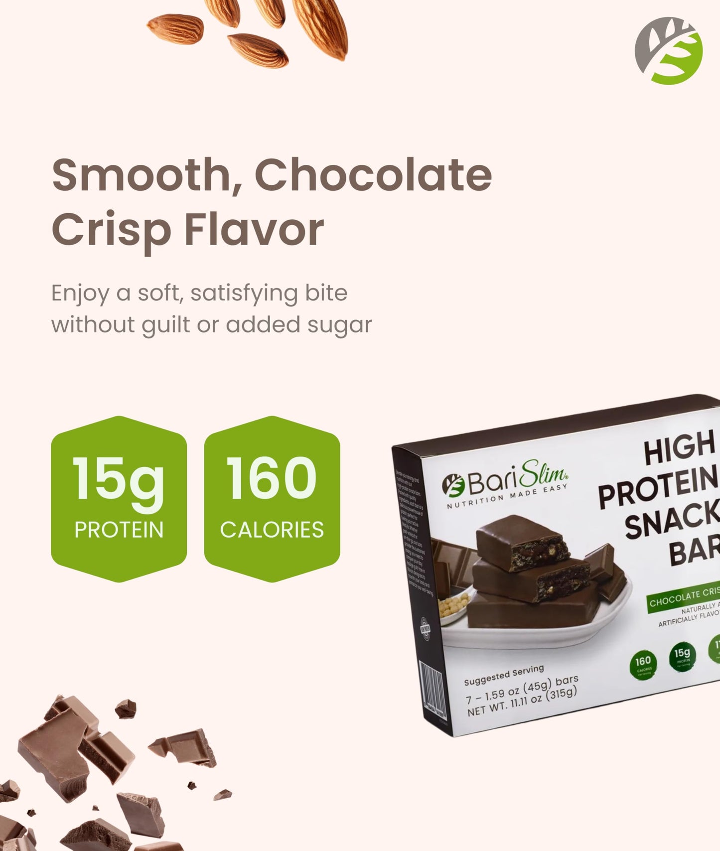 BariSlim High Protein Snack Bar for Bariatric Patients - Nutrient Rich Snack for Post-Surgery Wellness - Ideal for Weight Loss Maintenance & Daily Nutrition | Chocolate Crisp Bar (13 oz) BariSlim buy supplements Au