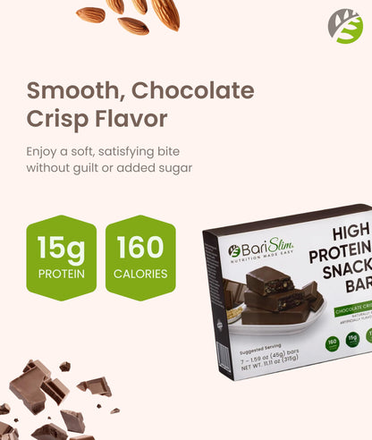 BariSlim High Protein Snack Bar for Bariatric Patients - Nutrient Rich Snack for Post-Surgery Wellness - Ideal for Weight Loss Maintenance & Daily Nutrition | Chocolate Crisp Bar (13 oz) BariSlim buy supplements Au