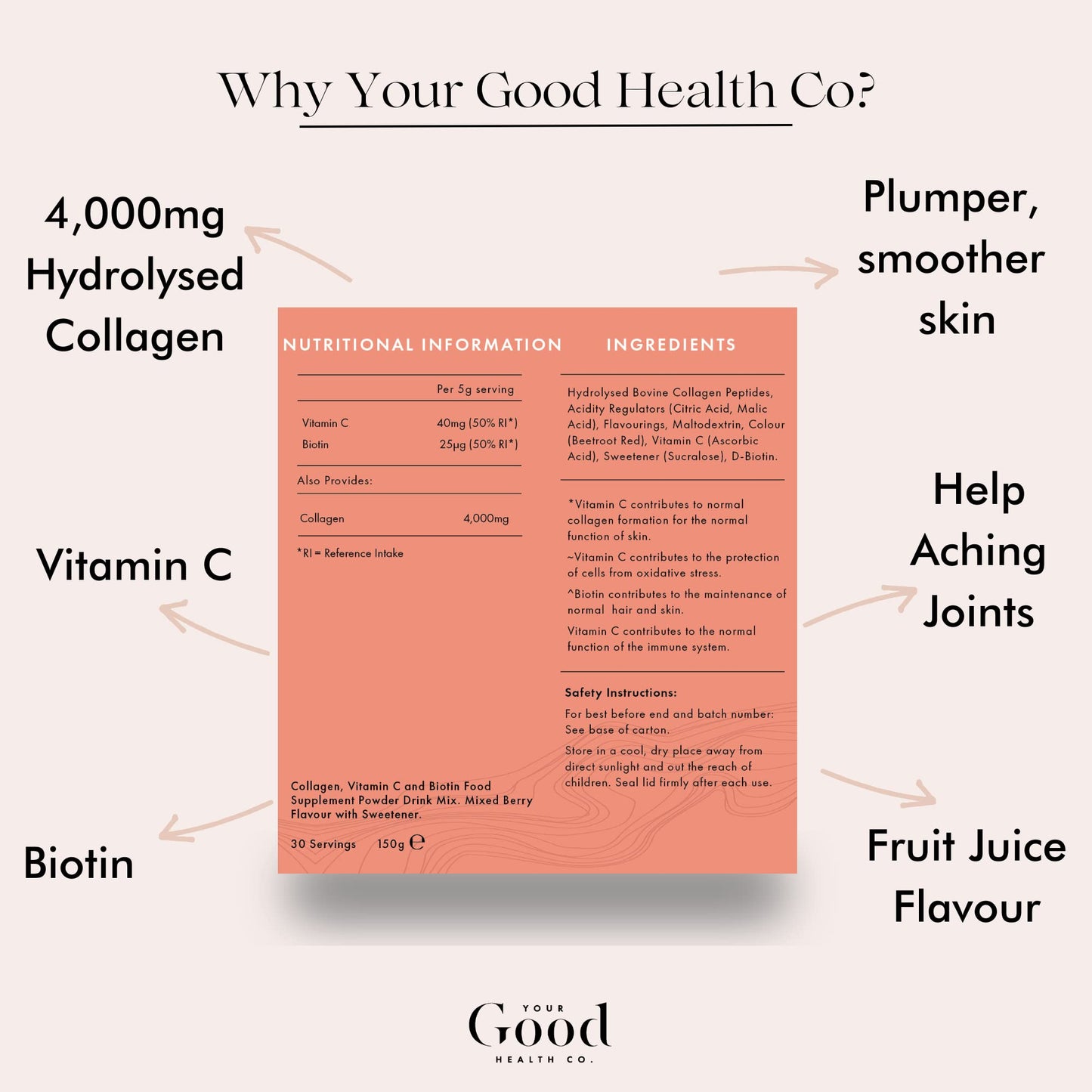 Your Good Health Co. – Your Beauty Premium Collagen Powder, Tropical | 150g Your Good Health Co.Buy Supplements Australia