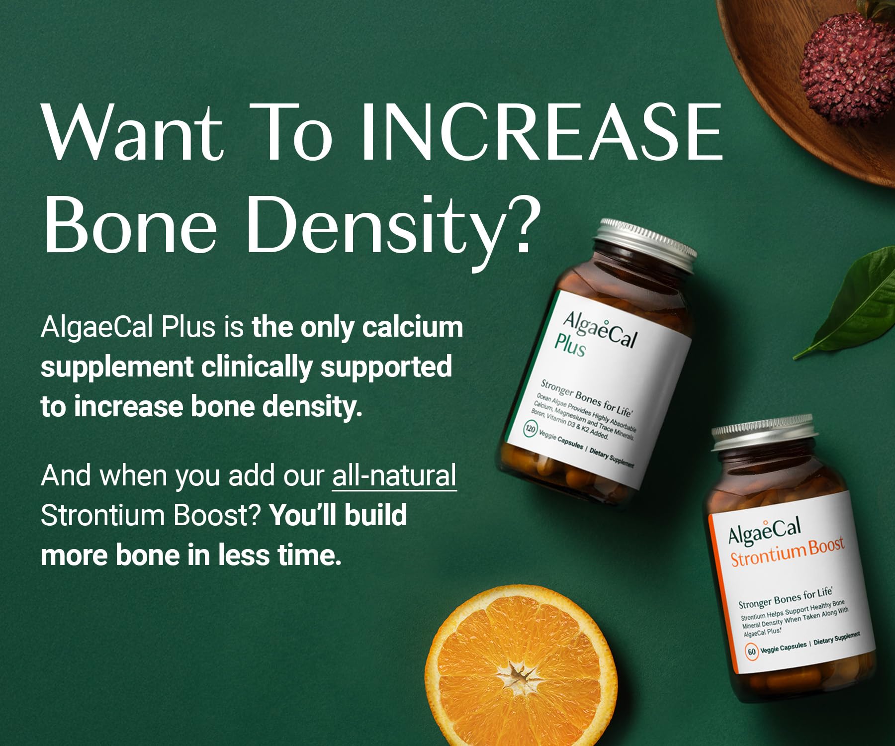 AlgaeCal - Bone Builder Pack for Bone Density Increase, Clinically Supported Plant Based Calcium Supplement & Strontium, Vitamins K2 (100mg), D3 (1600 IU), Magnesium & 16 Essential nutrients ALGAECALBuy Supplements Australia