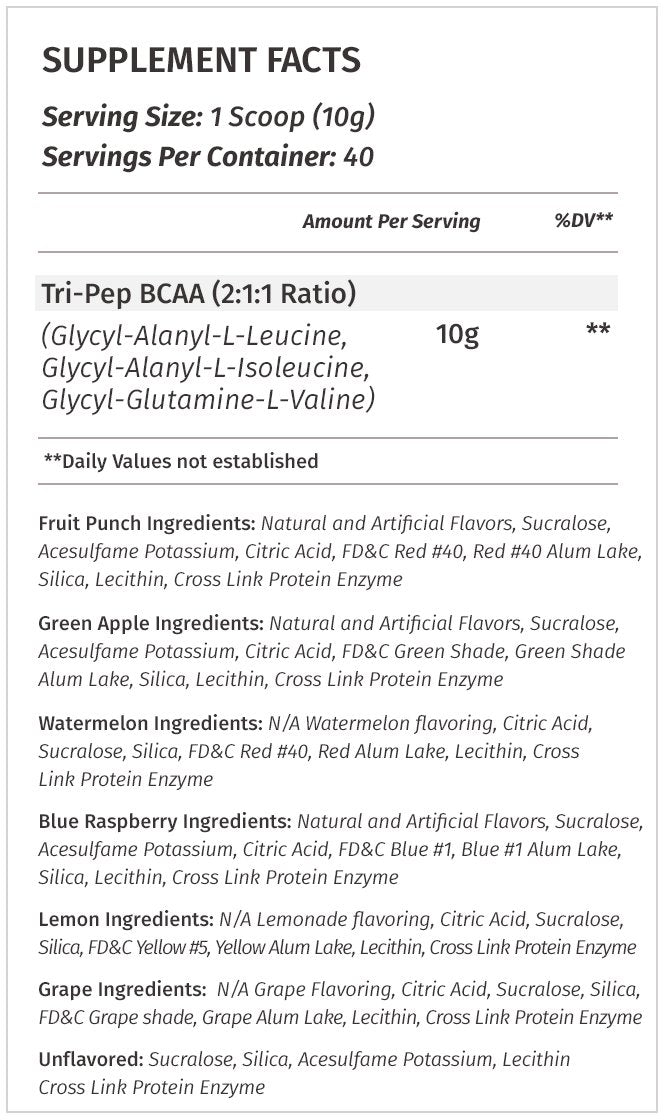 Metabolic Nutrition | TRIPEP - Tri-Peptide Branch Chain Amino Acid, BCAA Powder Metabolic NutritionBuy Supplements Australia