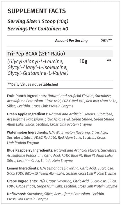 Metabolic Nutrition | TRIPEP - Tri-Peptide Branch Chain Amino Acid, BCAA Powder Metabolic NutritionBuy Supplements Australia