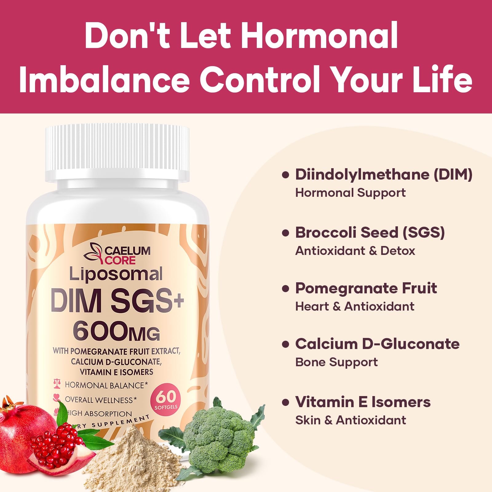 CEALMU CORE Liposomal DIM SGS Supplement - Estrogen Supplements for Women & Men Contains Sulforaphane Glucosinolate, Vitamin E, Pomegranate Fruit - Support Detox and Antioxidant (1 Pack) CEALMU COREBuy Supplements Australia