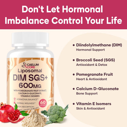 CEALMU CORE Liposomal DIM SGS Supplement - Estrogen Supplements for Women & Men Contains Sulforaphane Glucosinolate, Vitamin E, Pomegranate Fruit - Support Detox and Antioxidant (1 Pack) CEALMU COREBuy Supplements Australia