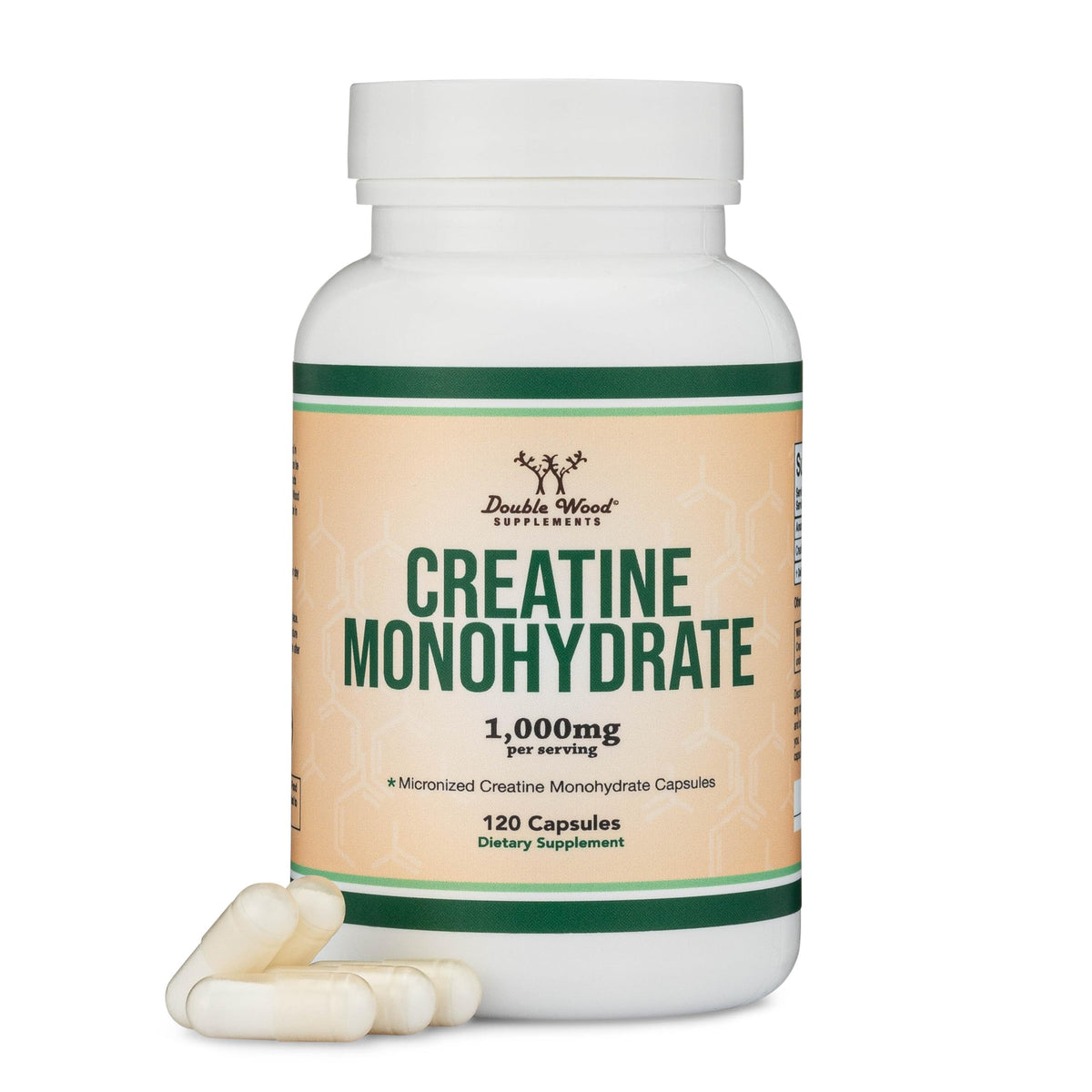 Creatine Monohydrate Capsules - 1g per Serving, 120 Count - No Fillers, Vegan Safe, Non-GMO, Gluten Free by Double Wood Double Wood SupplementsBuy Supplements Australia