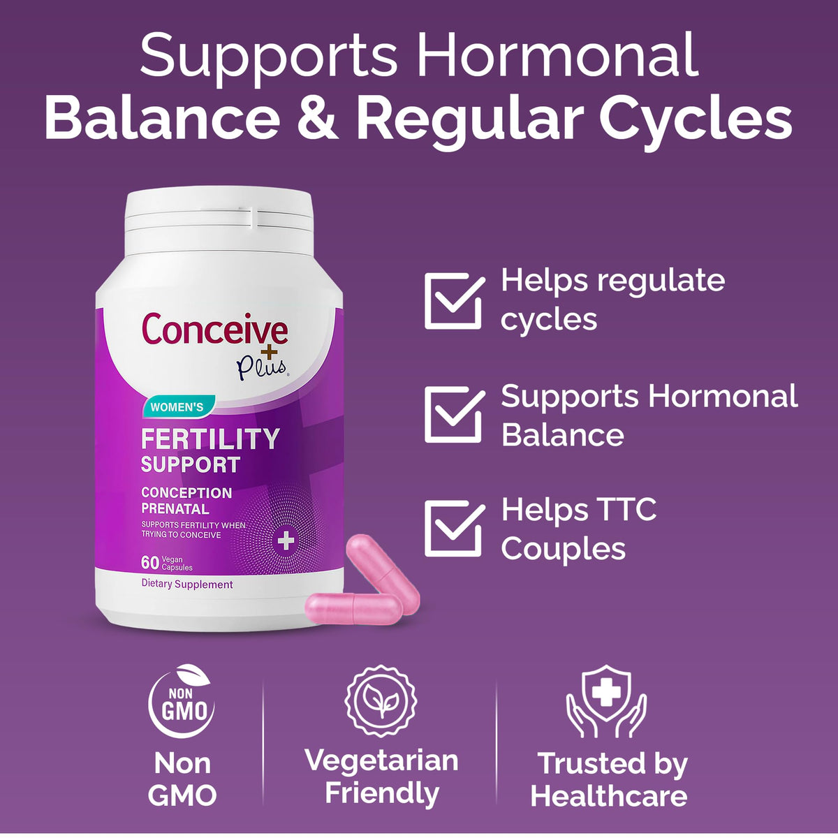 CONCEIVE PLUS Womens Fertility Support – Prenatal Multivitamin for Trying to Get Pregnant – Conception Blend, Hormonal Balance, Folate, Zinc, Thiamin, Riboflavin, Biotin – Non-GMO, Vegan – 30 Days CONCEIVE PLUSBuy Supplements Australia