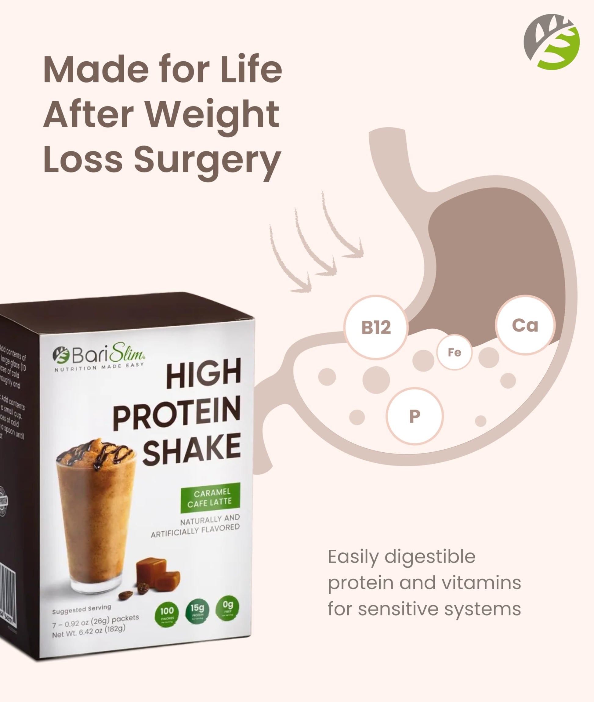BariSlim High Protein Shake - Delicious & Nutritious Meal Replacement Shake - Low Sugar & Carb - Formulated for Bariatric Patients & Post-Weight Loss Surgery Support | Carmel Caffe Latte (9 oz) BariSlim buy supplements Au