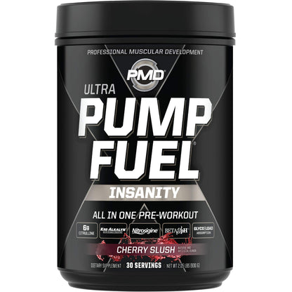 PMD Sports Ultra Pump Fuel Insanity - Pre Workout – Cherry Slush (30 Servings) Sports Omega Cuts Elite Thermogenic Fat Burner (90 Softgels)