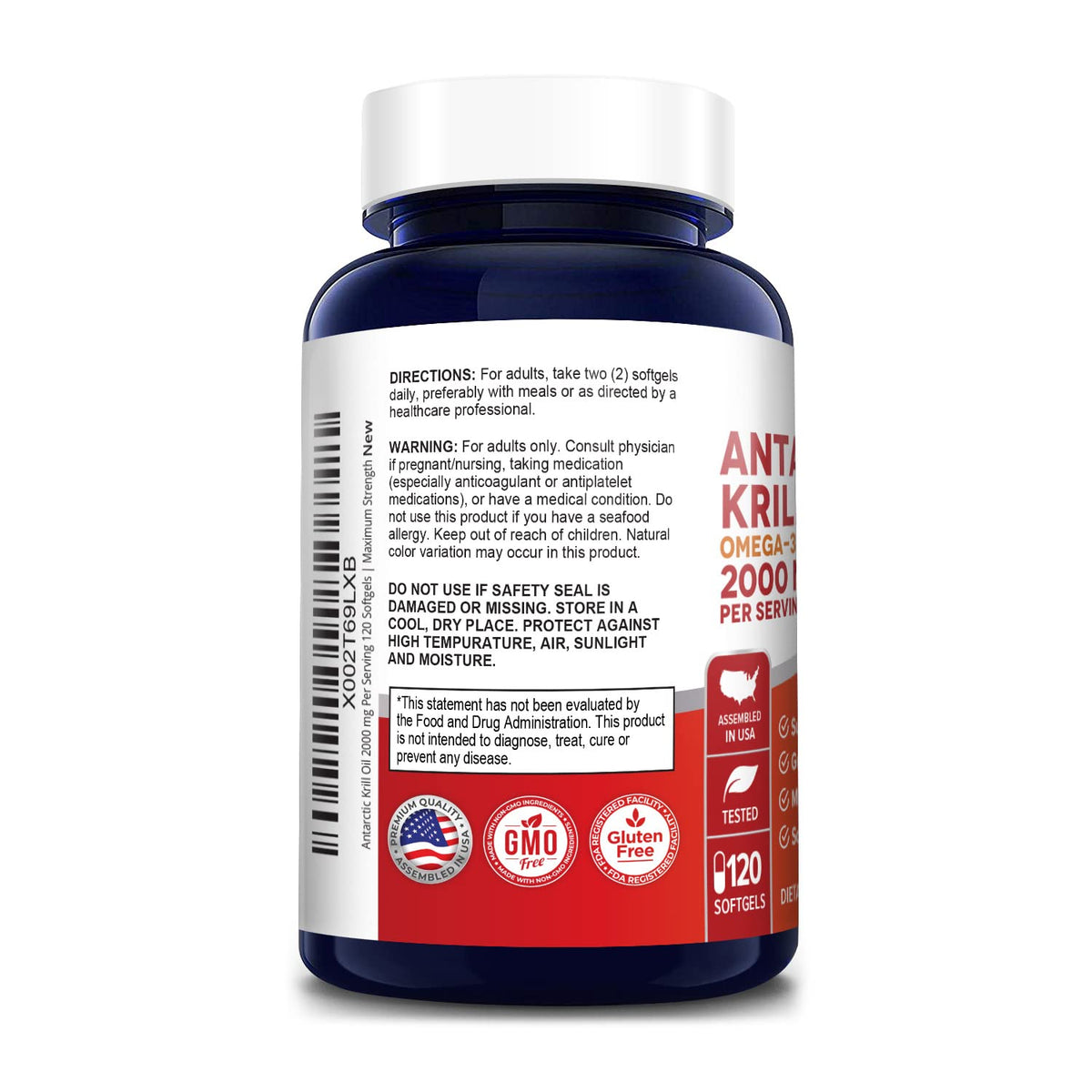 NusaPure Antarctic Krill Oil 2000 mg 120 Softgels, Omega-3 EPA 360mg, DHA 240mg NusaPureBuy Supplements Australia