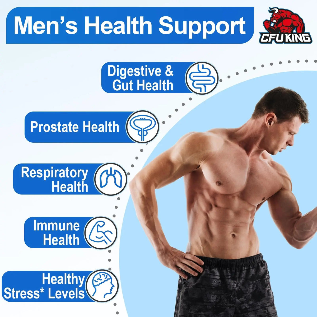 Probiotics for Men, 500 Billion CFU & 12 Mens Probiotic for Digestive Health + 4 Organic Prebiotic Fiber, for Digestive, Gut, Immune Health, Bloating, Gas, Energy Support, Shelf Stable - 120 Capsules CFUKING buy supplements Au