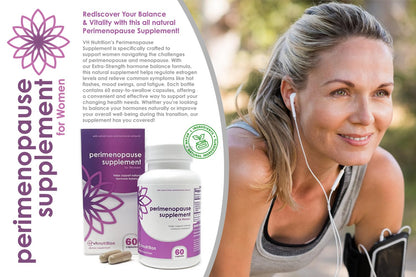VH Nutrition Perimenopause Supplement for Women | Hot Flash, Mood, and Menstruation Cycle Support | 100% Herbal Formula: Black Cohosh, Vitex, & Shatavari. No Additives, or Fillers VH NutritionBuy Supplements Australia