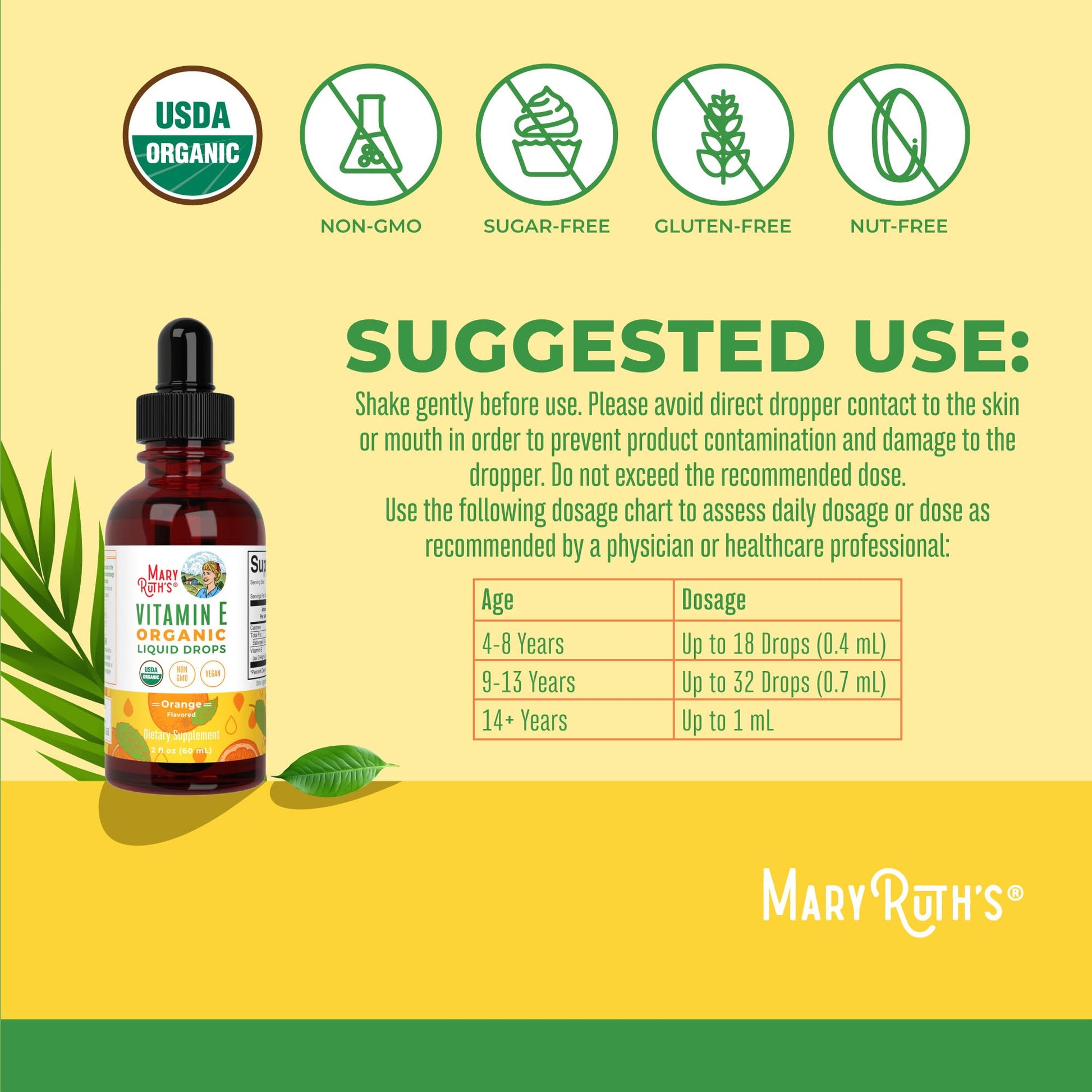 MaryRuth Organics USDA Vitamin E Liquid Drops 2 Month Supply | Bone and Joint Health | Cognitive Health for Adults and Kids | Sugar Free, Vegan, Non-GMO, Gluten Free | 2 Ounces MARYRUTH'SBuy Supplements Australia