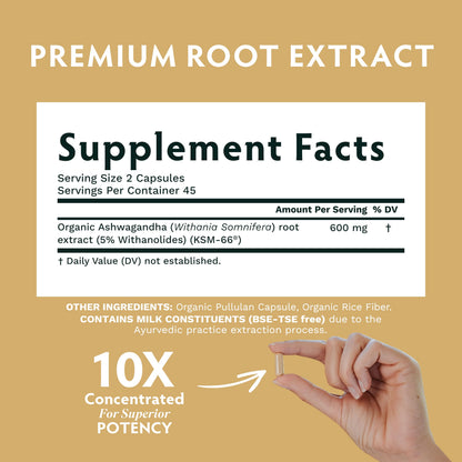TRIBE ORGANICS Ashwagandha KSM 66 Pure Organic Root Powder Extract Ayurvedic Supplement - Focus Mood Support Increase Energy Strength 600mg of Natural KSM66 for Superior Absorption - 90 Capsules TRIBE ORGANICSBuy Supplements Australia