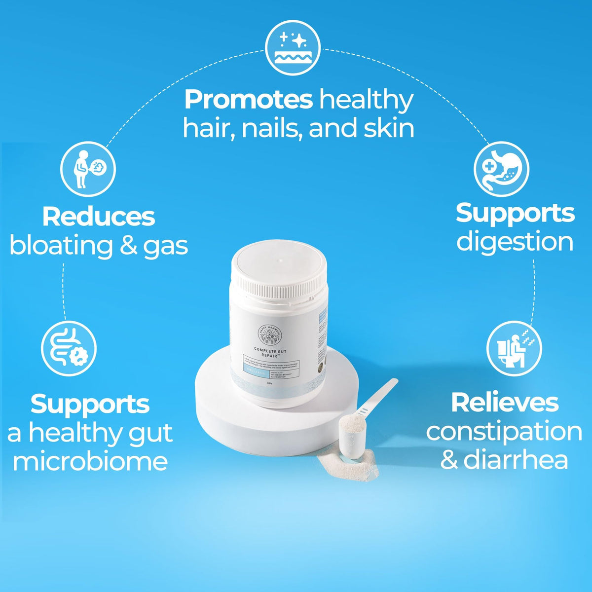 Happy Mammoth Complete Gut Repair Probiotic, Prebiotic, Fiber & Collagen Supplement for Gut Health, Digestion, Healthy Gut Microbiome, Reduces Constipation & Bloating 24 Servings, Vanilla Flavor Happy Mammoth buy supplements Au
