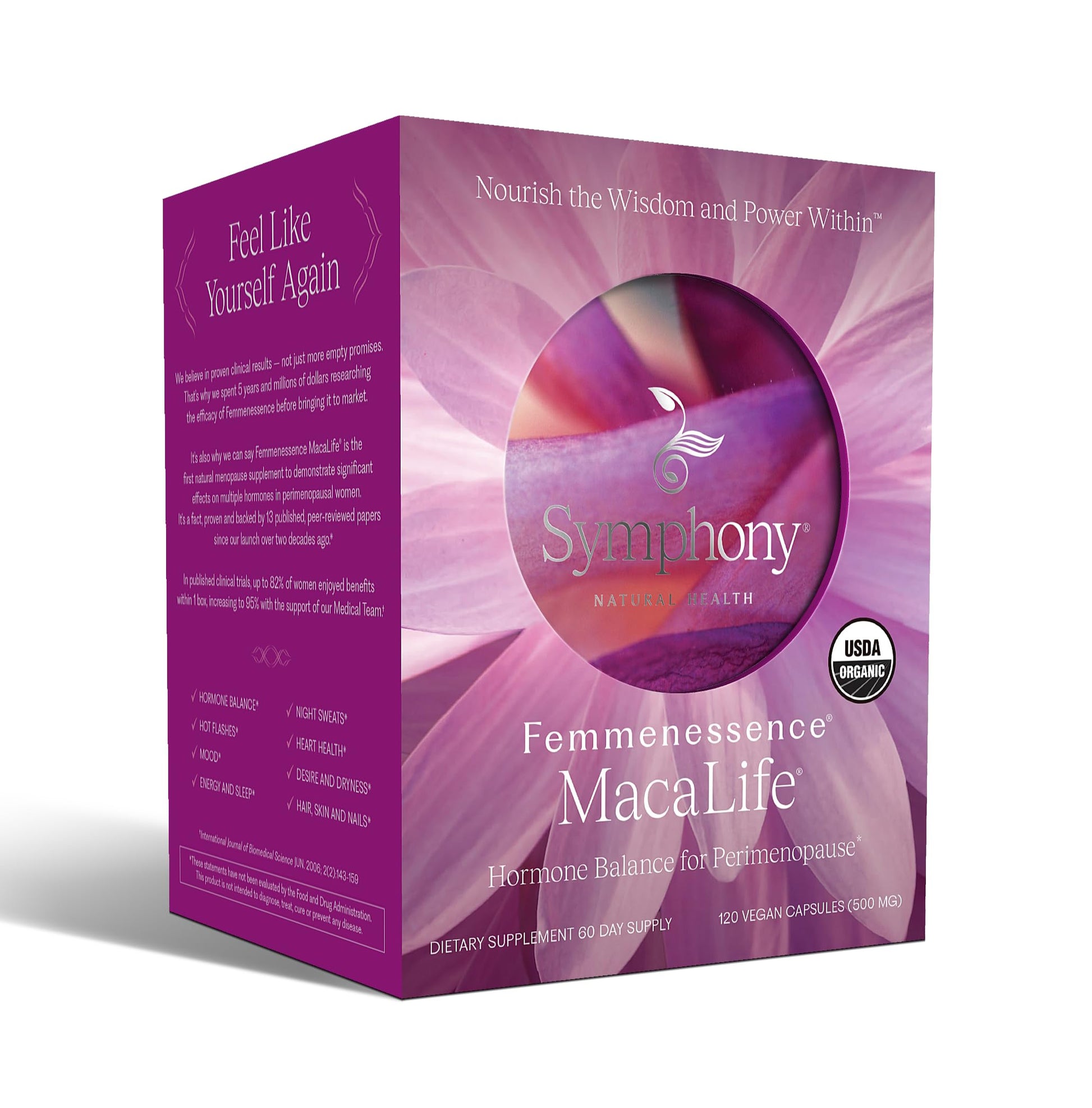 Femmenessence® MacaLife® – Clinically Proven Perimenopausal Organic Vegan Supplement for Natural Hormone Balance, Symptom Relief, Heart & Mood Support (120 Capsules, 60 Day Supply) Natural Health InternationalBuy Supplements Australia