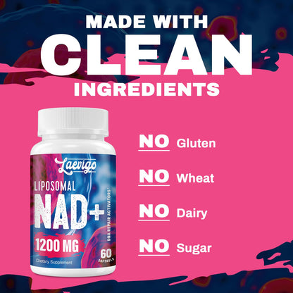 Laevigo Liposomal NAD+ Supplement 1200mg High Absorption, Cellular Energy & Mitochondrial Support, NAD Plus for Longevity & Vitality, Anti-Aging Formula, 60 Softgels LaevigoBuy Supplements Australia