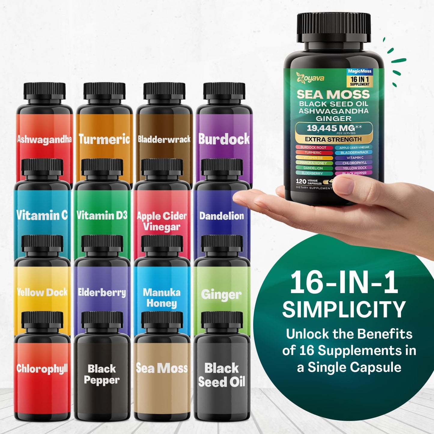 Zoyava Sea Moss 7000mg Black Seed Oil 4000mg Ashwagandha 2000mg Turmeric ZoyavaBuy Supplements Australia