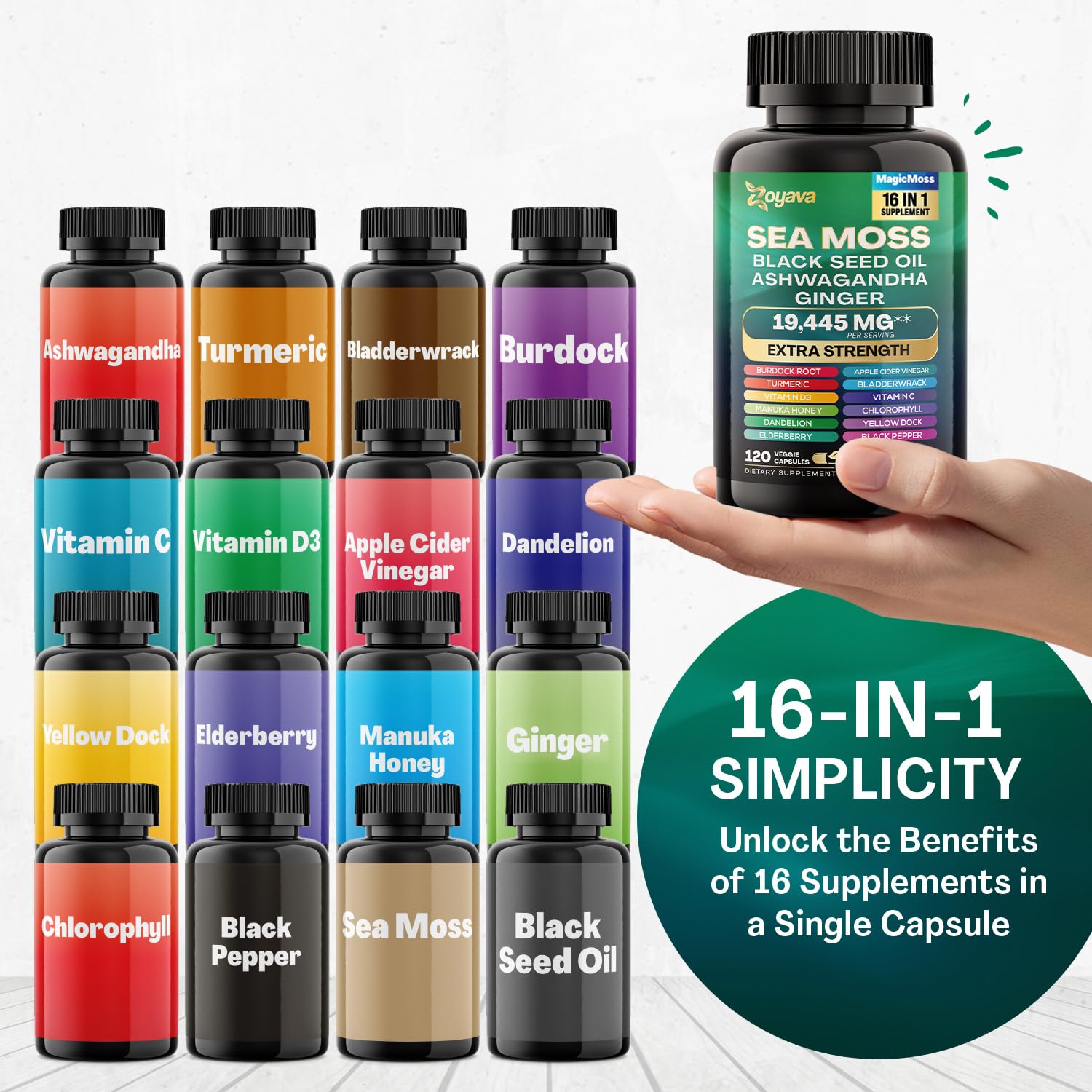 Zoyava Sea Moss 7000mg Black Seed Oil 4000mg Ashwagandha 2000mg Turmeric ZoyavaBuy Supplements Australia