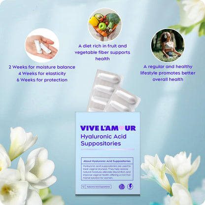 Vive L'Amour 15mg Hyaluronic Acid Vaginal Suppositories (2-Pack, 24 Count), Vaginal Moisturizer, Continuous Hydration, Relieves Vaginal Dryness, Restores Natural Softness & Elasticity, Vaginal Health Vive L'AmourBuy Supplements Australia