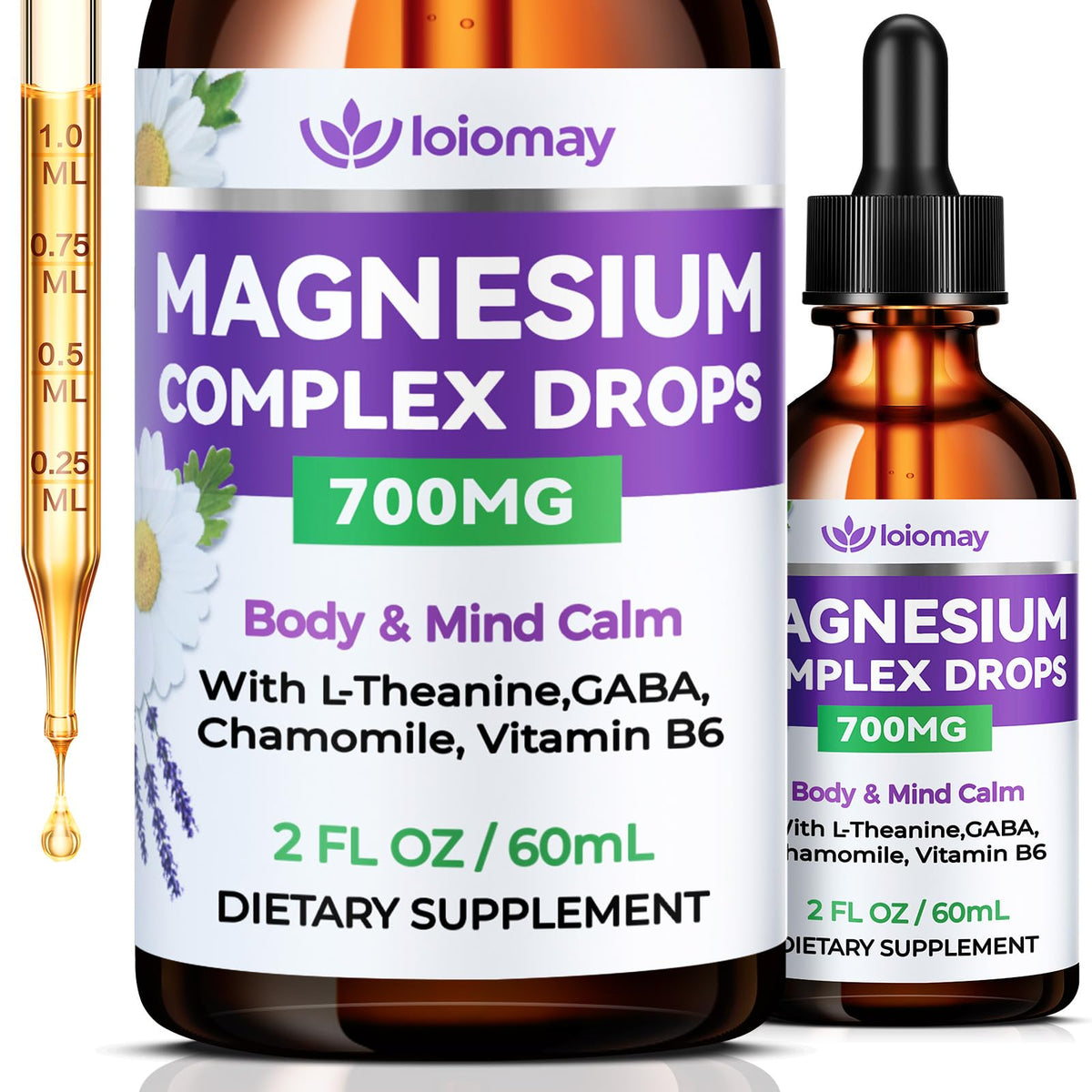 Magnesium Glycinate Liquid Drops for Women & Men, Triple Calm Magnesium Complex Supplement with L-Threonate, Malate, L-Theanine for Kids Adults Calm, Sleep & Mood, Sugar-Free, Natural Flavor, 2 fl oz loiomayBuy Supplements Australia