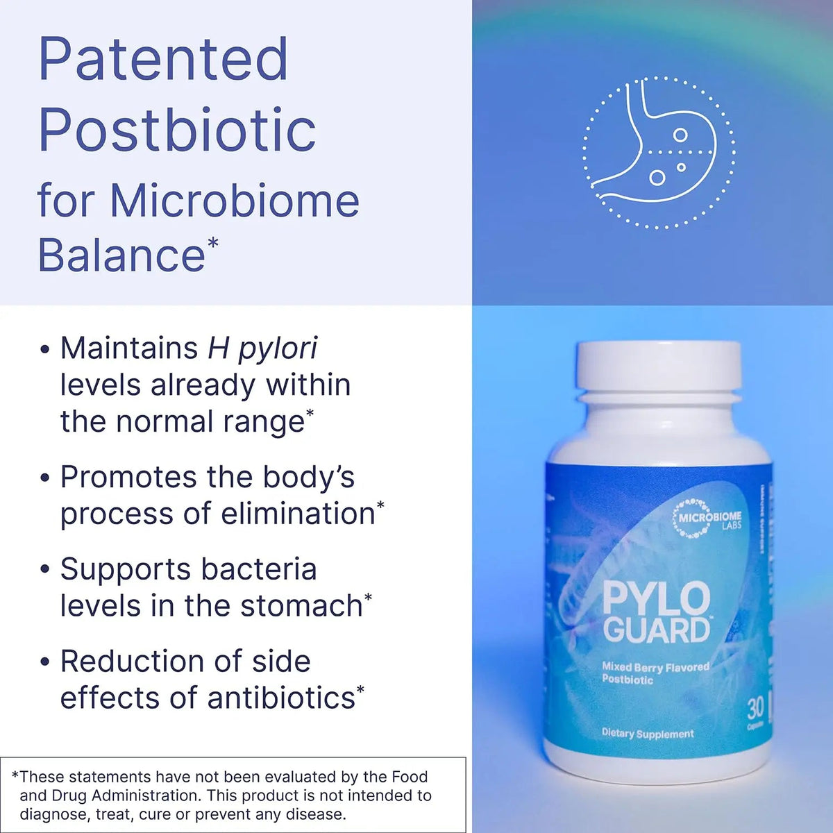 Microbiome Labs PyloGuard - Patented L reuteri DSM17648 to Improve Digestive Comfort - Gut Health & Immune Support Supplement - Postbiotic (30 Capsules) Microbiome LabsBuy Supplements Australia