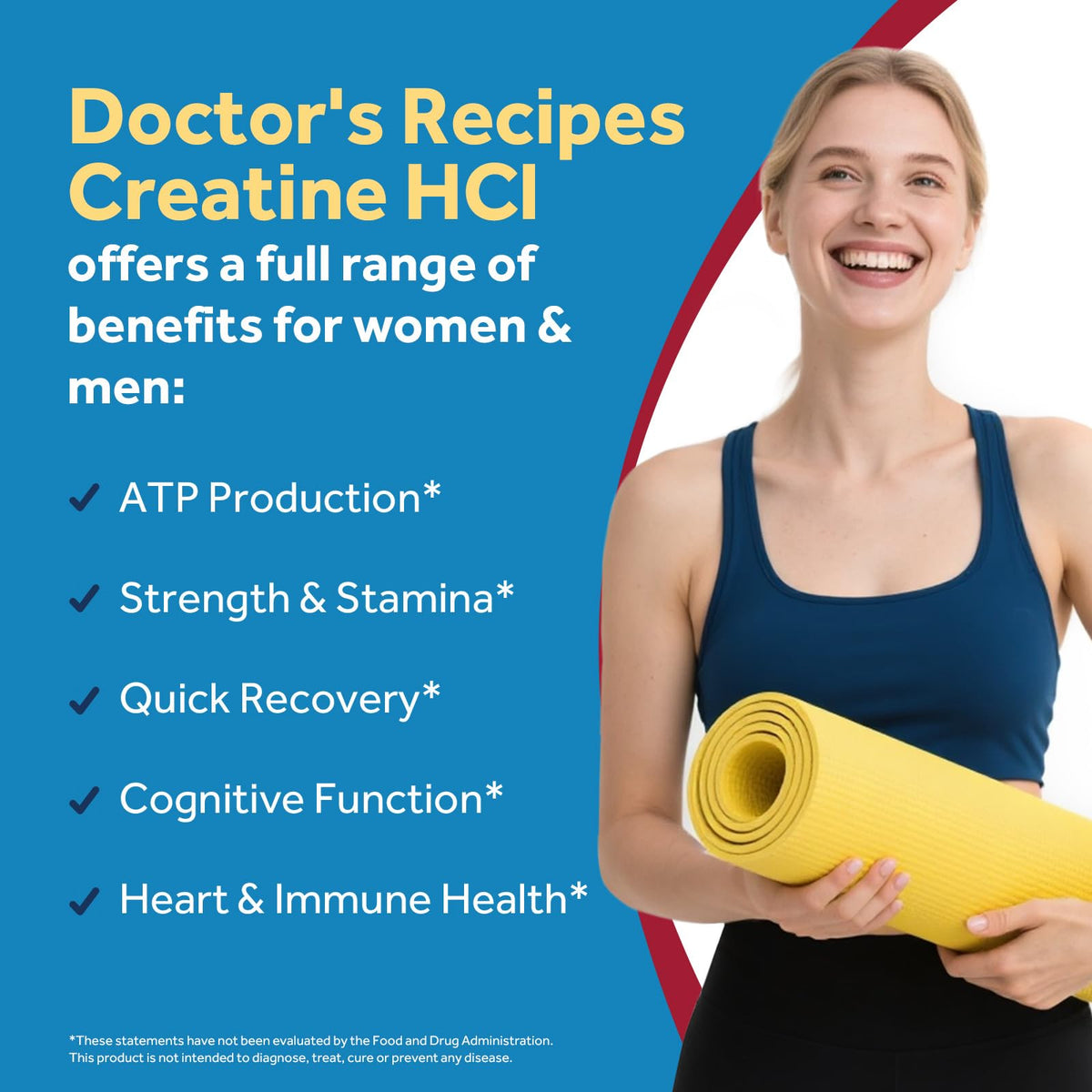 Doctor's Recipes Creatine HCl Capsules, 750 mg, Creatine Hydrochloride for Women & Men, Strength & Recovery, Brain Health, Fast Absorbing, Vegan, 90 Capsules Doctor's RecipesBuy Supplements Australia