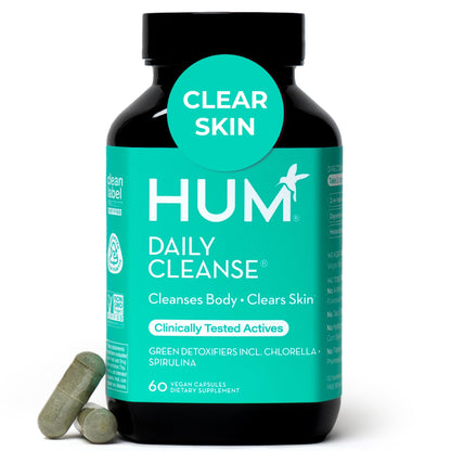 HUM Daily Cleanse Acne Supplements for Women & Men, Gentle Digestive Cleanse for Clear Skin Support, Zinc, Spirulina, Chlorella, Detoxifying Herbs, Organic Algae, Skin Vitamins Supplement, 60 Capsules HUMBuy Supplements Australia