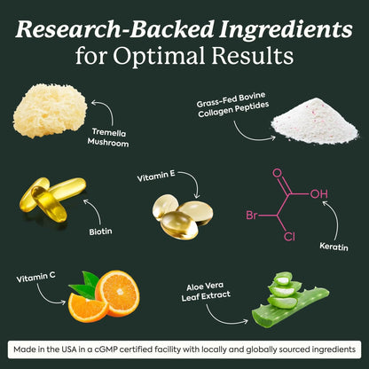 Plant People WonderBeauty Hair, Skin & Nails Rejuvenation Gummies with Tremella Mushroom, Marine Collagen Peptides Plant People