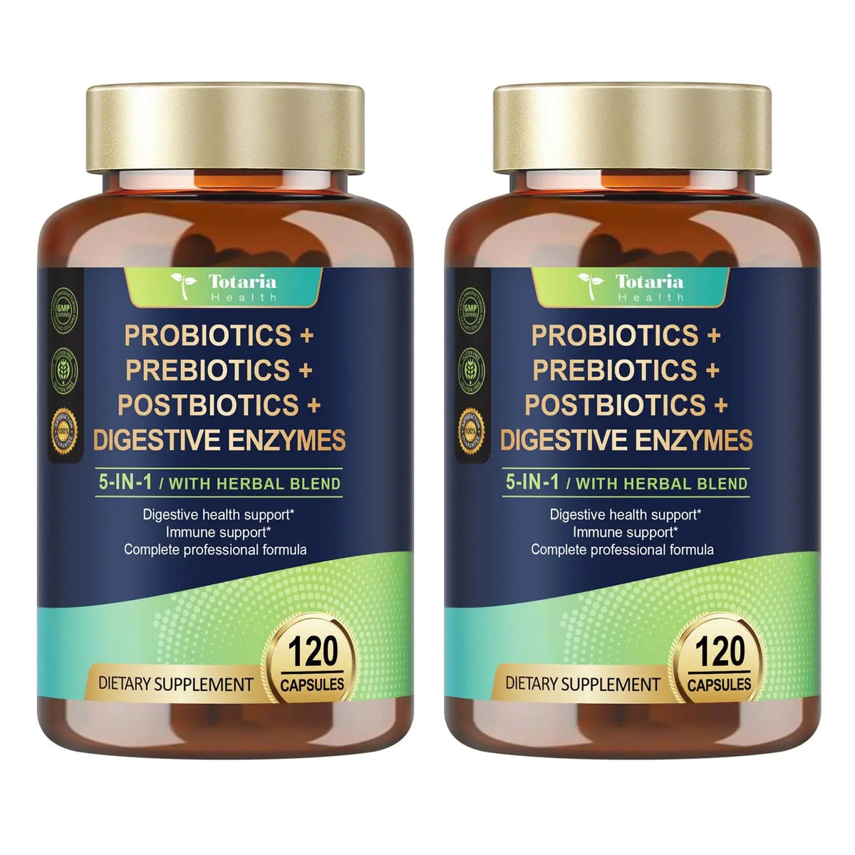Totaria (2 Packs) 5-in-1 Probiotic Prebiotic & Postbiotic for Women Men, 60 Billion CFU 24 Strains w/Digestive Enzymes, Slippery Elm, Daily Complete Gut Health, Digestive & Immune Support TotariaBuy Supplements Australia