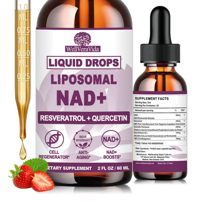NAD+ Supplements for Men & Women, Extra Strength NMN Alternative Liposomal Nad⁺ Supplement with Resveratrol Quercetin for Cellular Energy & NAD+ Levels, Fast Absorption Liquid NAD Plus丨NON-GMO, 2Fl Oz WellVeraVidaBuy Supplements Australia