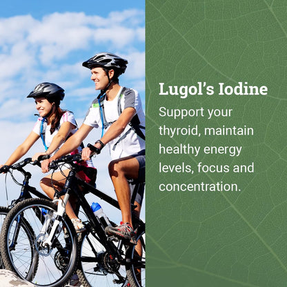 Organic Lugol's Iodine, Iodine and Potassium Iodide 2% Solution 3000 mcg - Liquid Supplement Drops for Thyroid Support for Women & Men, Metabolism Health