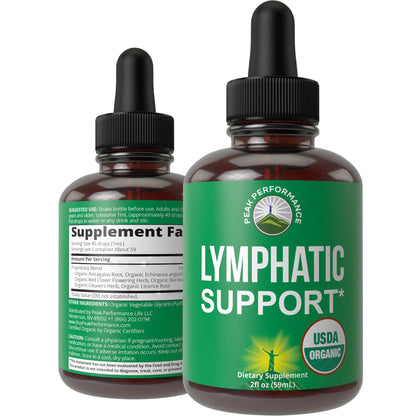 USDA Organic Lymphatic Drainage Drops. Sugar Free, Tasty 6-in-1 Lymph System Support for Detox, Cleanse. Vegan Supplement with Astragalus, Echinacea, Red Clover, Cleavers Herb, Licorice & Burdock Root Peak PerformanceBuy Supplements Australia