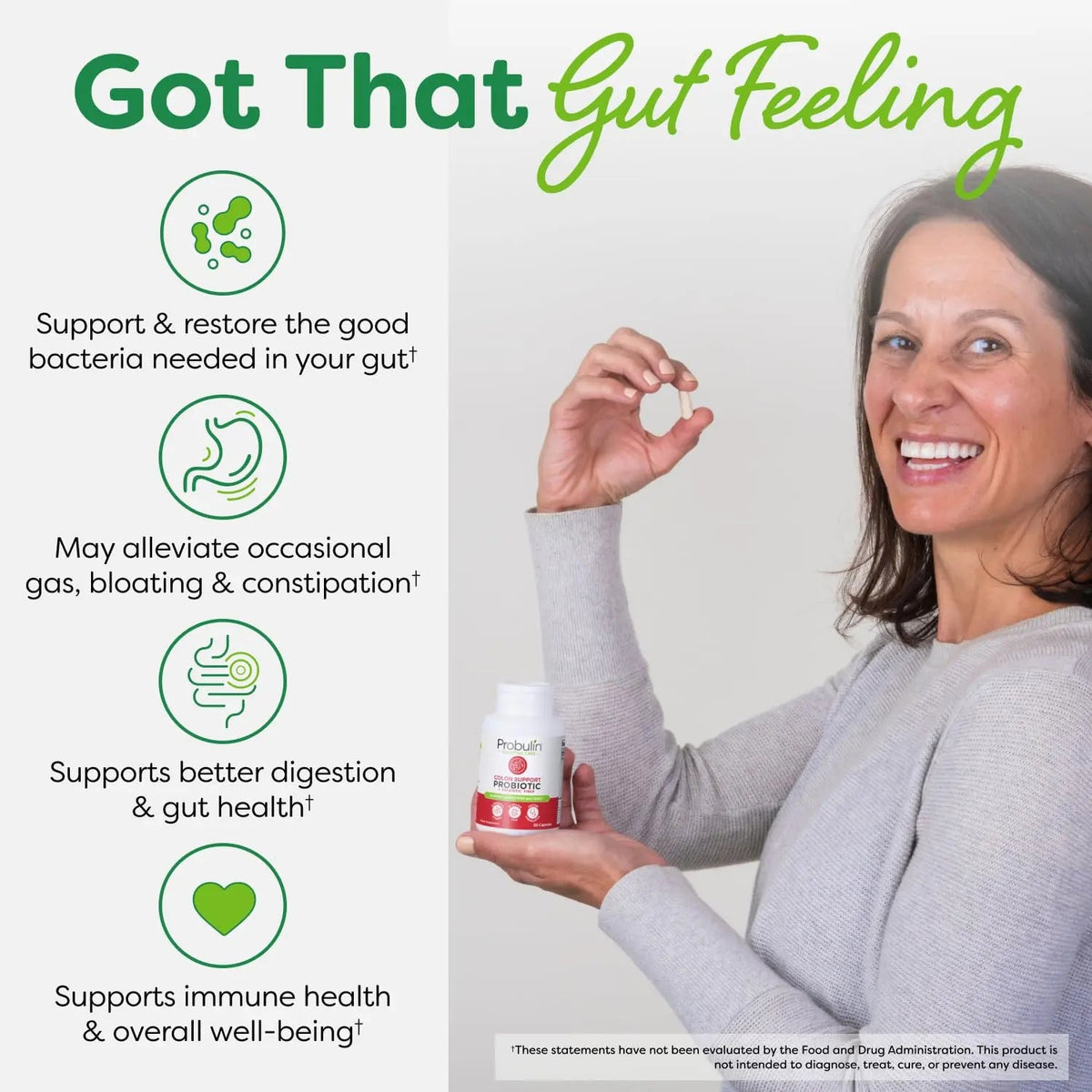 Probulin Colon Support Probiotic Supplement, Daily Gut, Digestive, and Immune Health Probiotics Capsules for Men and Women, 20 Billion CFU, Vegan, 30 Count Bottle ProbulinBuy Supplements Australia