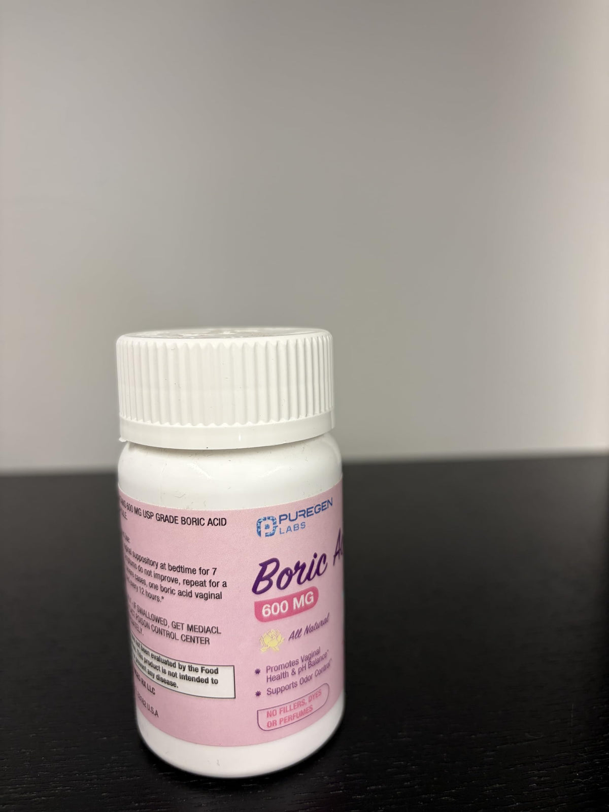 Puregen Labs Boric Acid 600 mg Vaginal Suppositories - 100% Pure | All Natural Without Dyes or Fillers | Made in USA - Supports Vaginal pH Balance and Odor Control (30 Count) P Puregen LabsBuy Supplements Australia