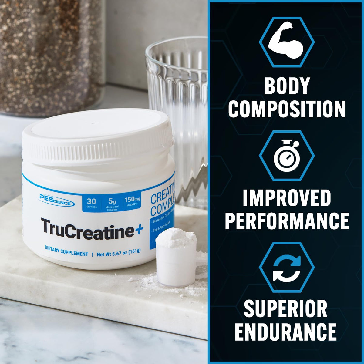PEScience TruCreatine+ Creatine Monohydrate Powder Plus Epicatechin, Micronized Creapure Creatine for Women & Men, Supports Muscle Growth, Strength & Recovery, Cognition, 30 Servings, Unflavored PEScienceBuy Supplements Australia