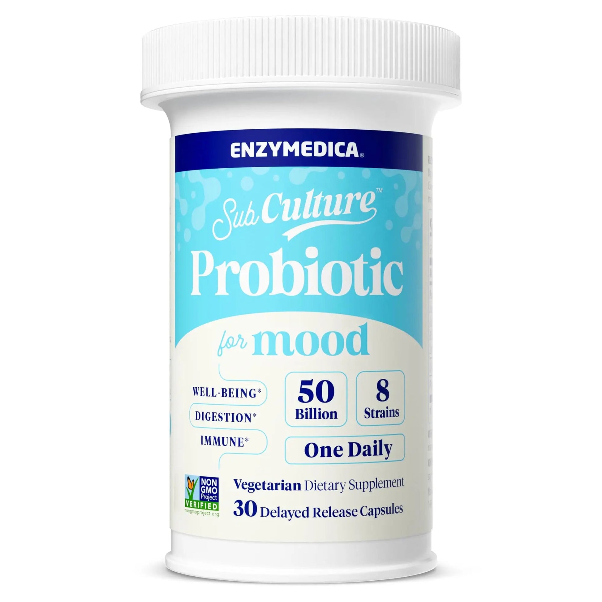 Enzymedica SubCulture Probiotics for Mood, Stress, & Sleep, 50 Billion CFU, Promotes Relaxation, Immune + Digestive Health & Regularity, 30 Count EnzymedicaBuy Supplements Australia