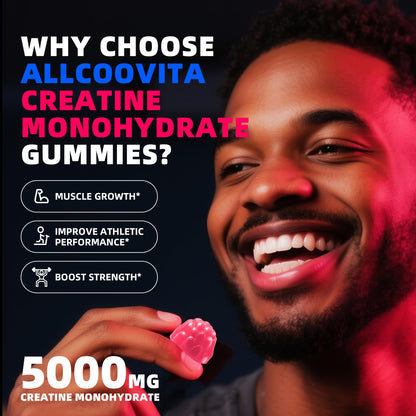 NSF Certified Creatine Gummy 5g - Creatine Monohydrate Gummies for Men & Women. Boost Focus,Strength, and Endurance, Anti-Melting Formula, Vegan, Gluten-Free, Non-GMO,(Raspberry & Blueberry 135 ct) AllcoovitaBuy Supplements Australia